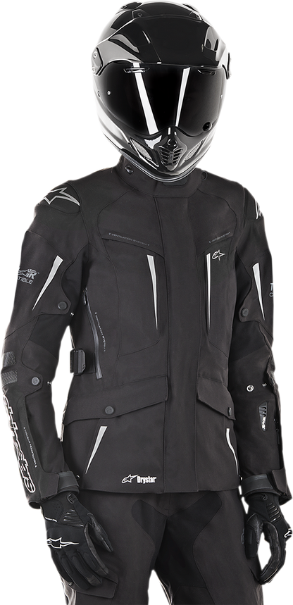 Black and anthracite ALPINESTARS Stella Yaguara Drystar® motorcycle jacket in XL with visible zipper and protective features.