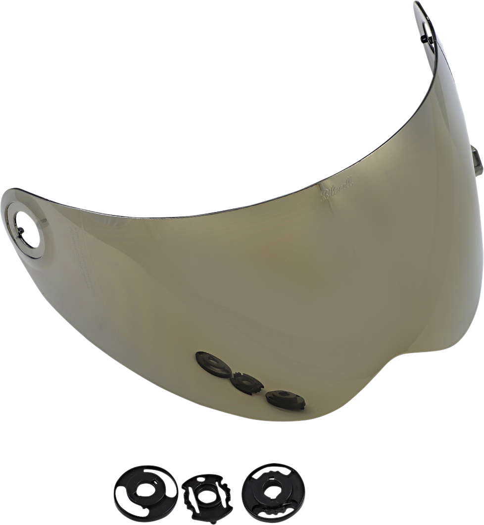 Gold mirror shield for BILTWELL Lane Splitter Gen 2 motorcycle helmet, helmet parts by Bill's Exhausts.