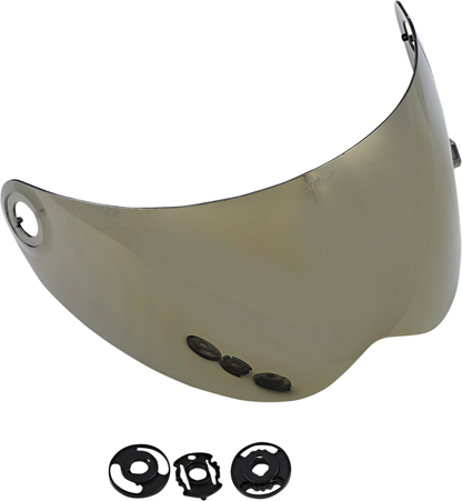 Gold mirror shield for BILTWELL Lane Splitter Gen 2 motorcycle helmet, helmet parts by Bill's Exhausts.