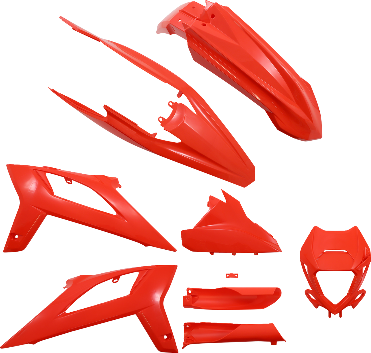 Acerbis OEM Red standard replacement body kit for motorcycles, displayed with parts and detailing visible.