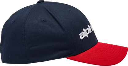 Navy and red ALPINESTARS Linear Hat in size L/XL with embroidered logo, casual cap for everyday wear.