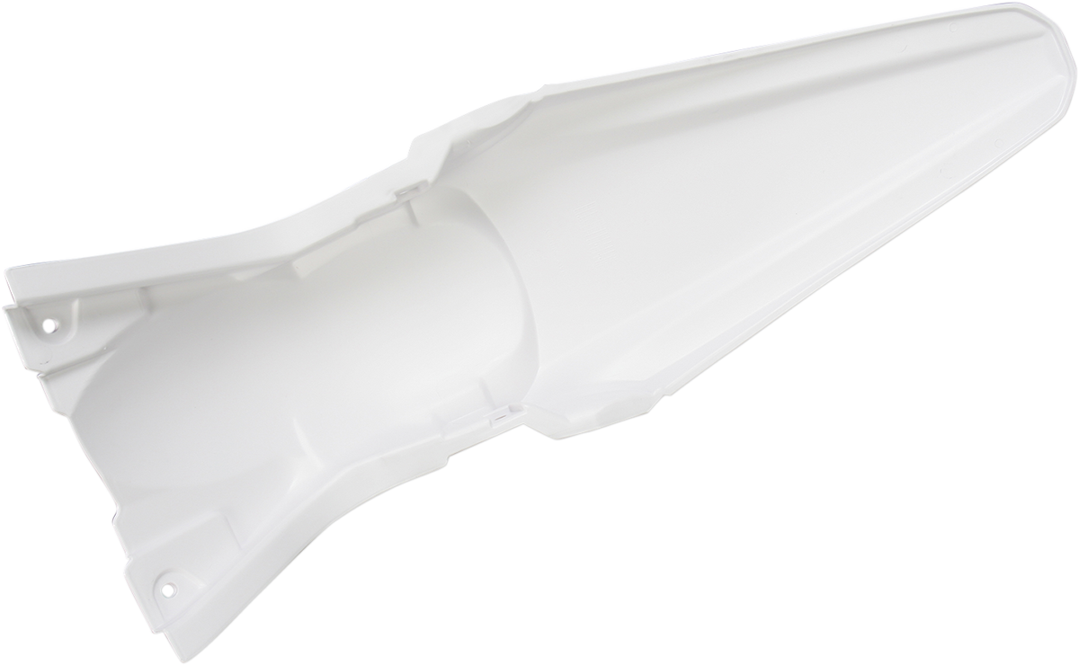 Acerbis white rear fender for motorcycle, made of durable plastic, designed to fit models with the Bill's Exhausts branding.