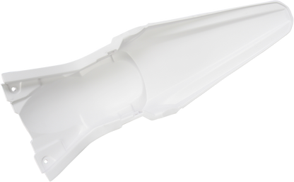 Acerbis white rear fender for motorcycle, made of durable plastic, designed to fit models with the Bill's Exhausts branding.