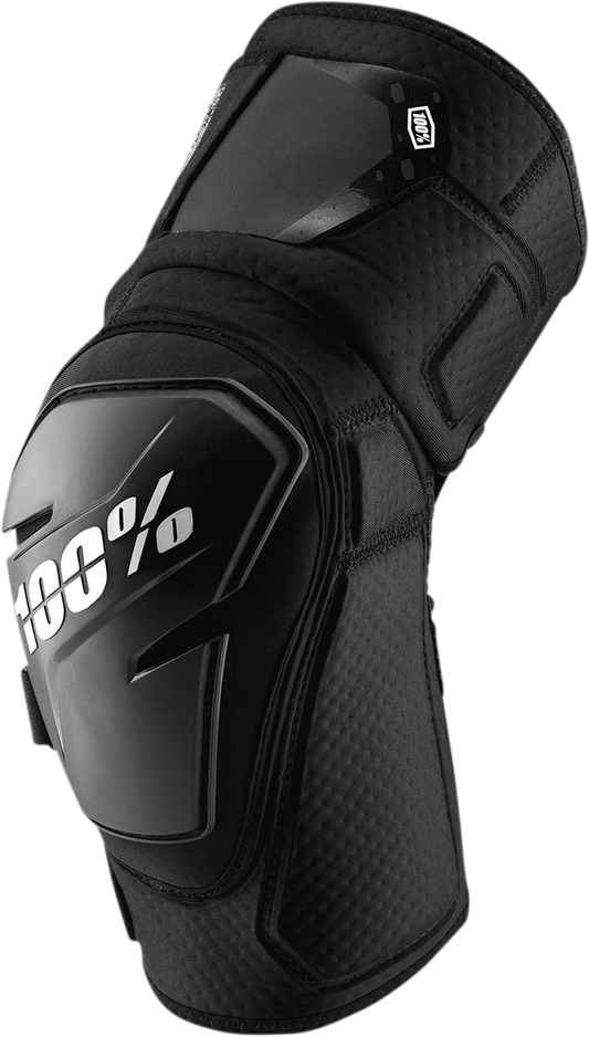 Black 100% Fortis Knee Guards by Bill's Exhausts, size S/M, designed for knee protection and support.