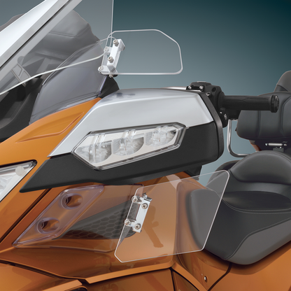 Bill's Exhausts Show Chrome Air Deflector for engine, with polished chrome finish, designed to improve airflow and engine performance.