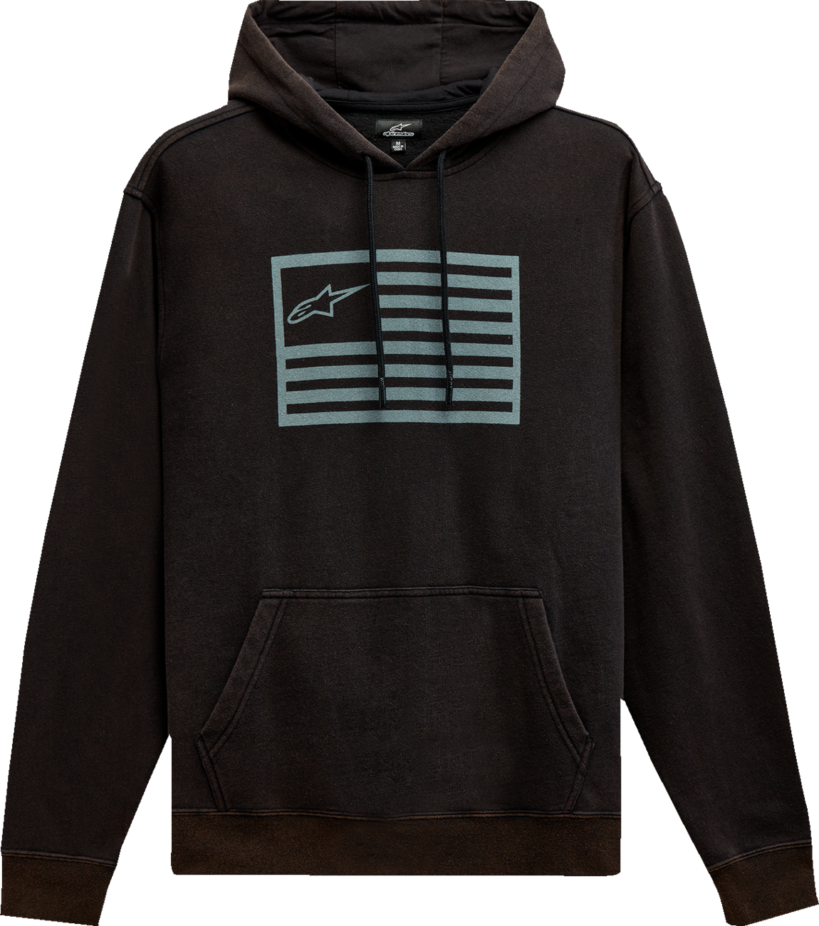 Black ALPINESTARS Artifact Hoodie in Medium with front pocket and hood, casual style, displayed on a plain background.