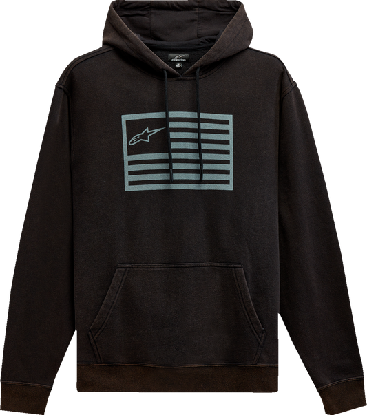 Black ALPINESTARS Artifact Hoodie in Medium with front pocket and hood, casual style, displayed on a plain background.