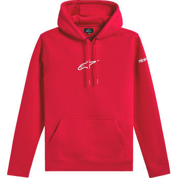 Red Bill's Exhausts hooded sweatshirt with front pullover design, medium size, featuring the AlpineStars logo on the chest.