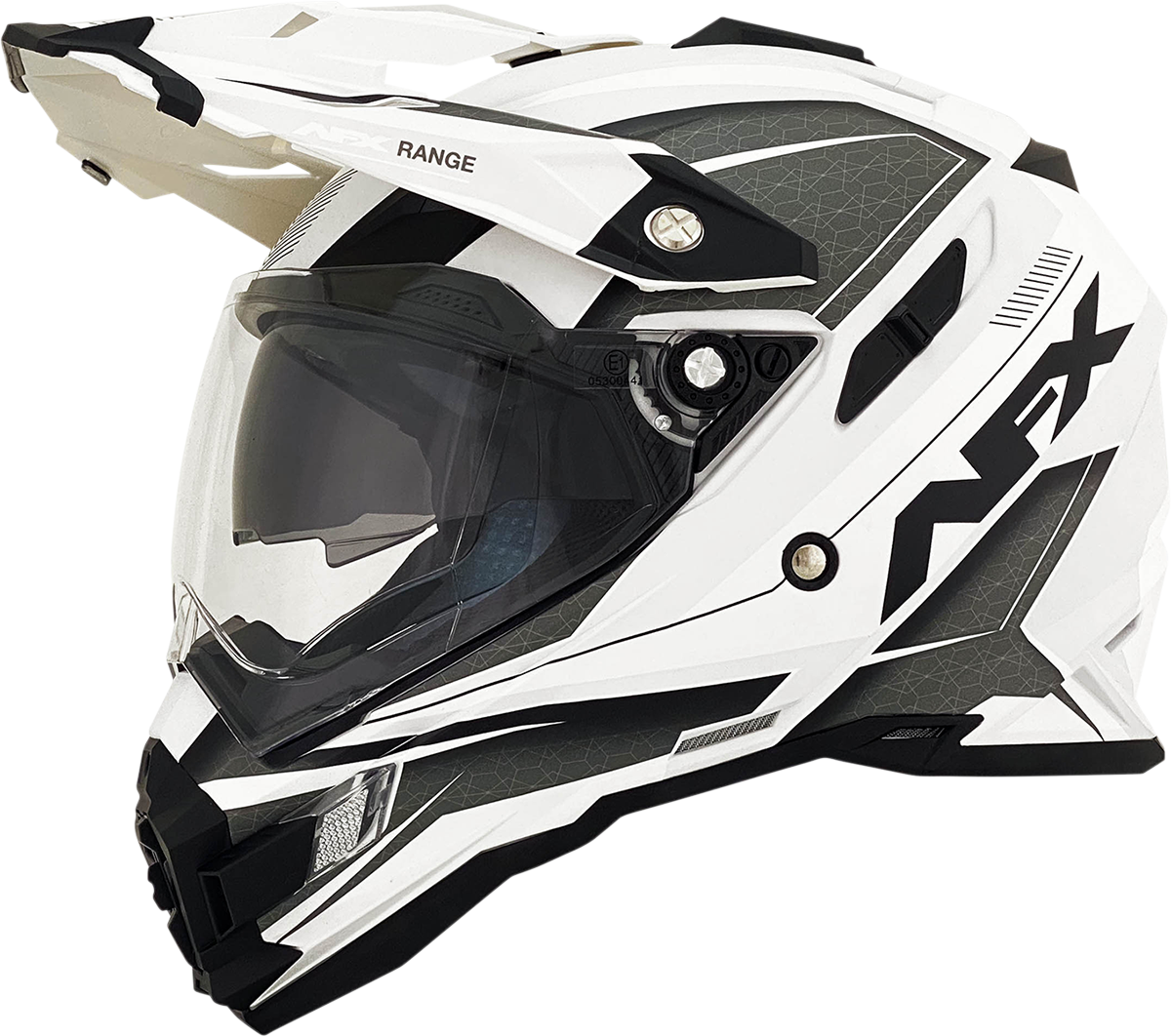 Matte white AFX FX-41 motorcycle helmet in medium size with range design, featuring aerodynamic shape and secure strap.