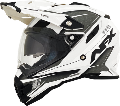 Matte white AFX FX-41 motorcycle helmet in medium size with range design, featuring aerodynamic shape and secure strap.
