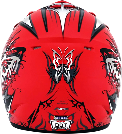Bill's Exhausts AFX FX-17Y Butterfly helmet in matte Ferrari red, large size, showcasing sleek aerodynamic design and vibrant finish.