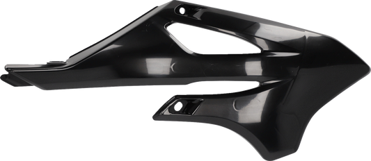 Black ACERBIS radiator shrouds for motorcycle body, featuring sleek design and mounting points, by Bill's Exhausts.