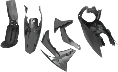 A black Acerbis standard replacement body kit for motorcycle, showing the sleek, smooth body panels designed for easy installation.