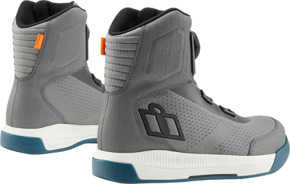 Bill's Exhausts ICON Overlord™ Vented CE Boots in gray, size 10.5, with protective features and a sturdy design.