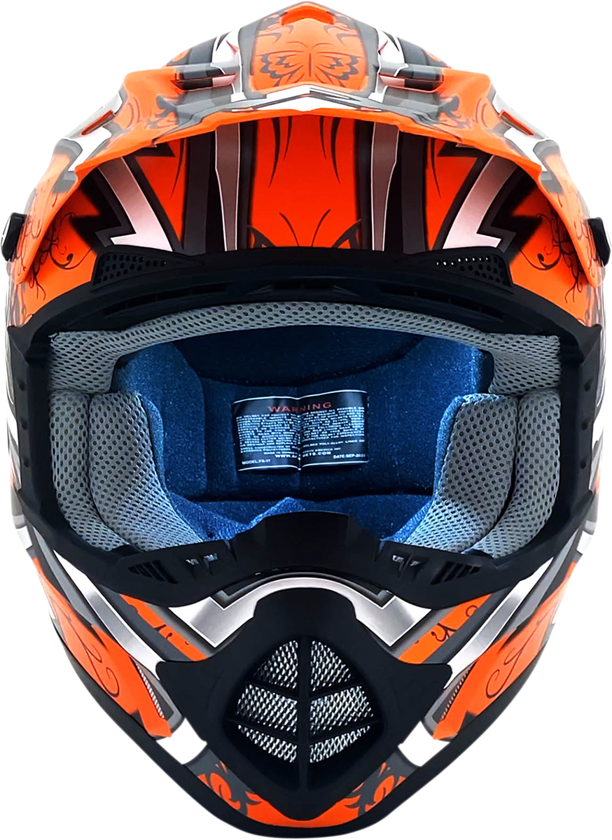 Matte orange AFX FX-17 Butterfly helmet in medium size with sleek design and vent details, ideal for motorcycle riding.