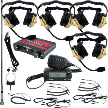 NAVATLAS intercom radio and headset kit for 4-seat vehicles in beige, featuring headset and control unit for communication.