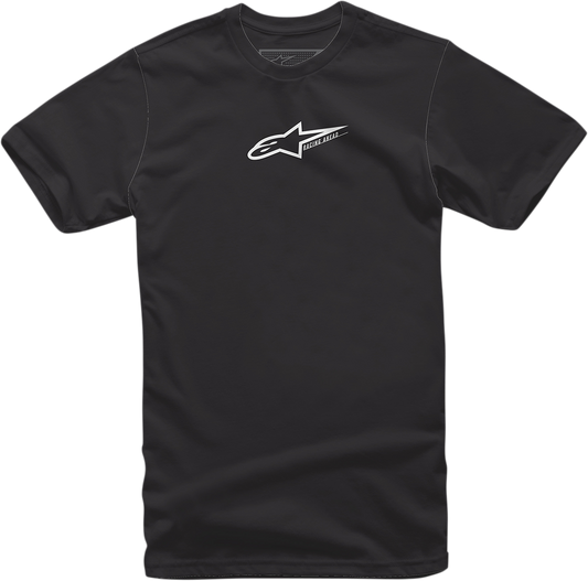 Bill's Exhausts ALPINESTARS Race Mod T-Shirt in black and white, XL size, featuring race-inspired graphic design.