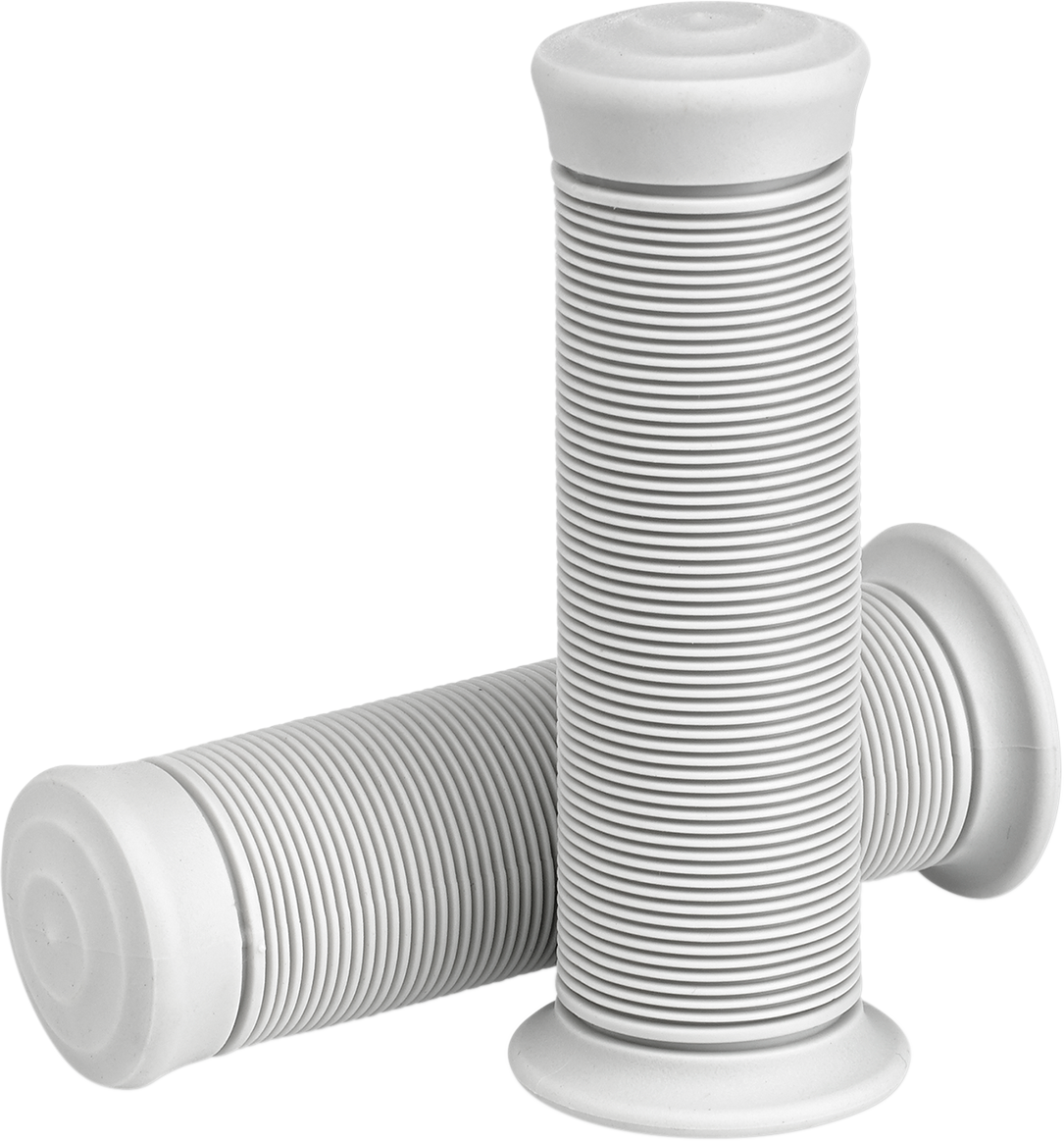 White Biltwell Kung Fu motorcycle grips, 7/8 inch size, with textured surface, designed for comfortable handling and style.
