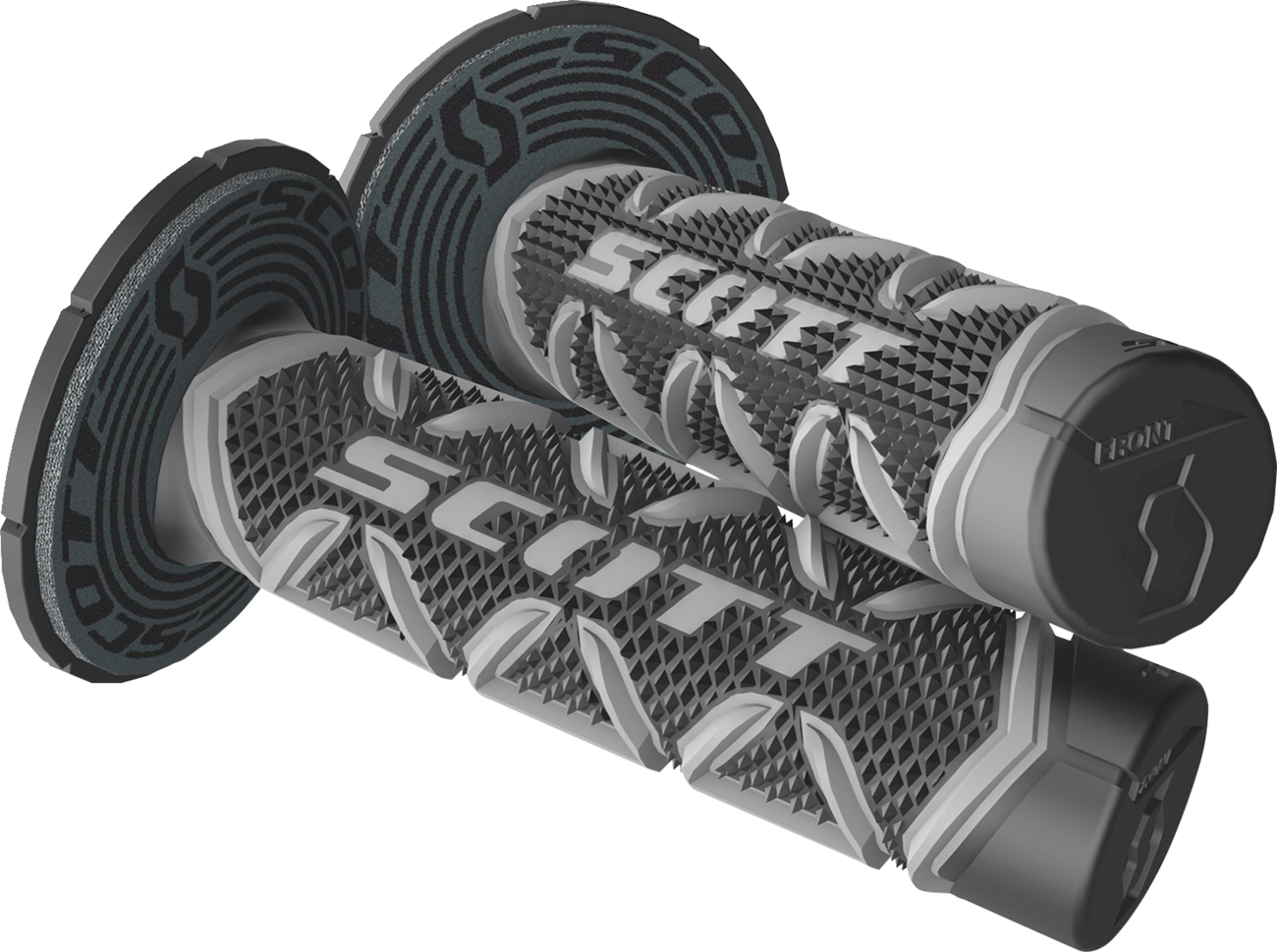Scott Diamond Grips in gray and black for engines, featuring textured rubber for a secure hold and durability.