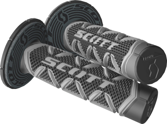 Scott Diamond Grips in gray and black for engines, featuring textured rubber for a secure hold and durability.