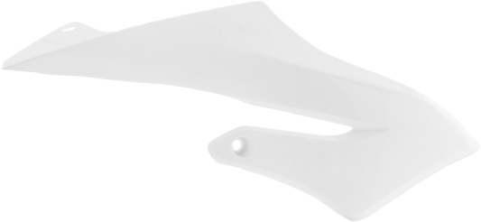 A set of white ACERBIS radiator shrouds for motorcycle body, featuring sleek design and mounting points, branded by Bill's Exhausts.