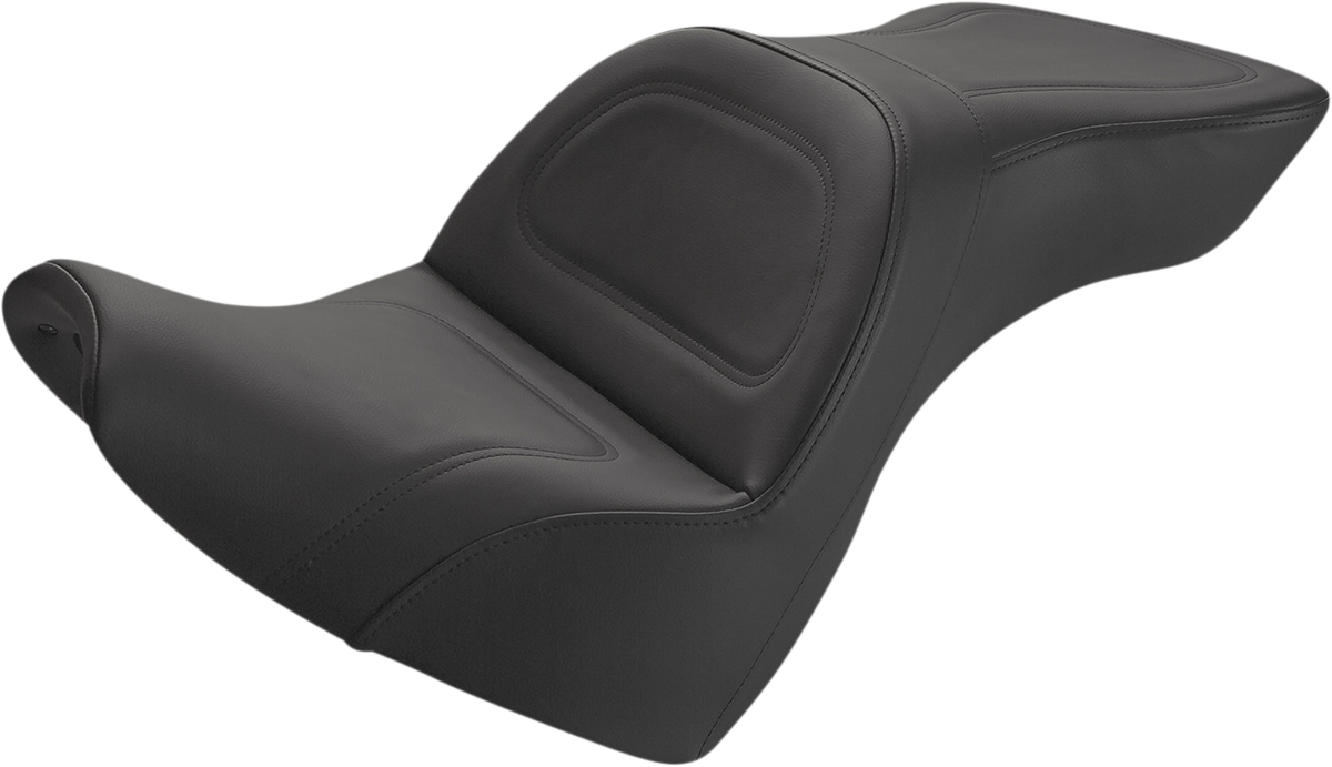 Bill's Exhausts Saddlemens Explorer seat without driver backrest for FXBR/S 2018-2020 motorcycle, shown from side view.