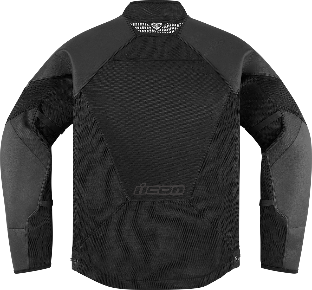 Black ICON Mesh AF™ leather jacket by Bill's Exhausts, XL size, featuring mesh panels and stylish leather construction.