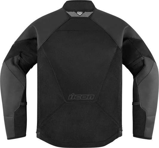 Black ICON Mesh AF™ leather jacket by Bill's Exhausts, XL size, featuring mesh panels and stylish leather construction.