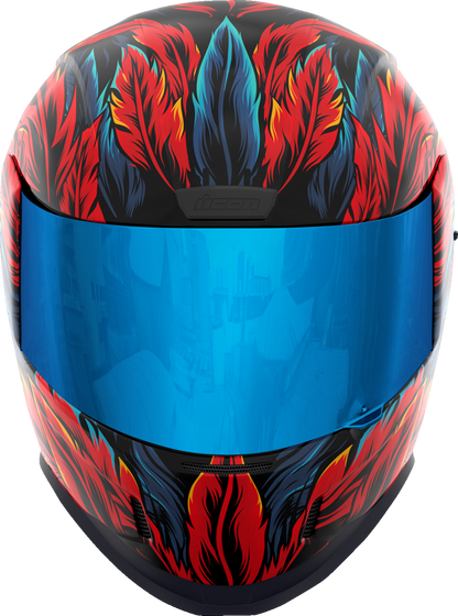 Blue ICON Airform™ Helmet Fever Dream in small size, featuring aerodynamic design and ventilation for motorcycle riding comfort.