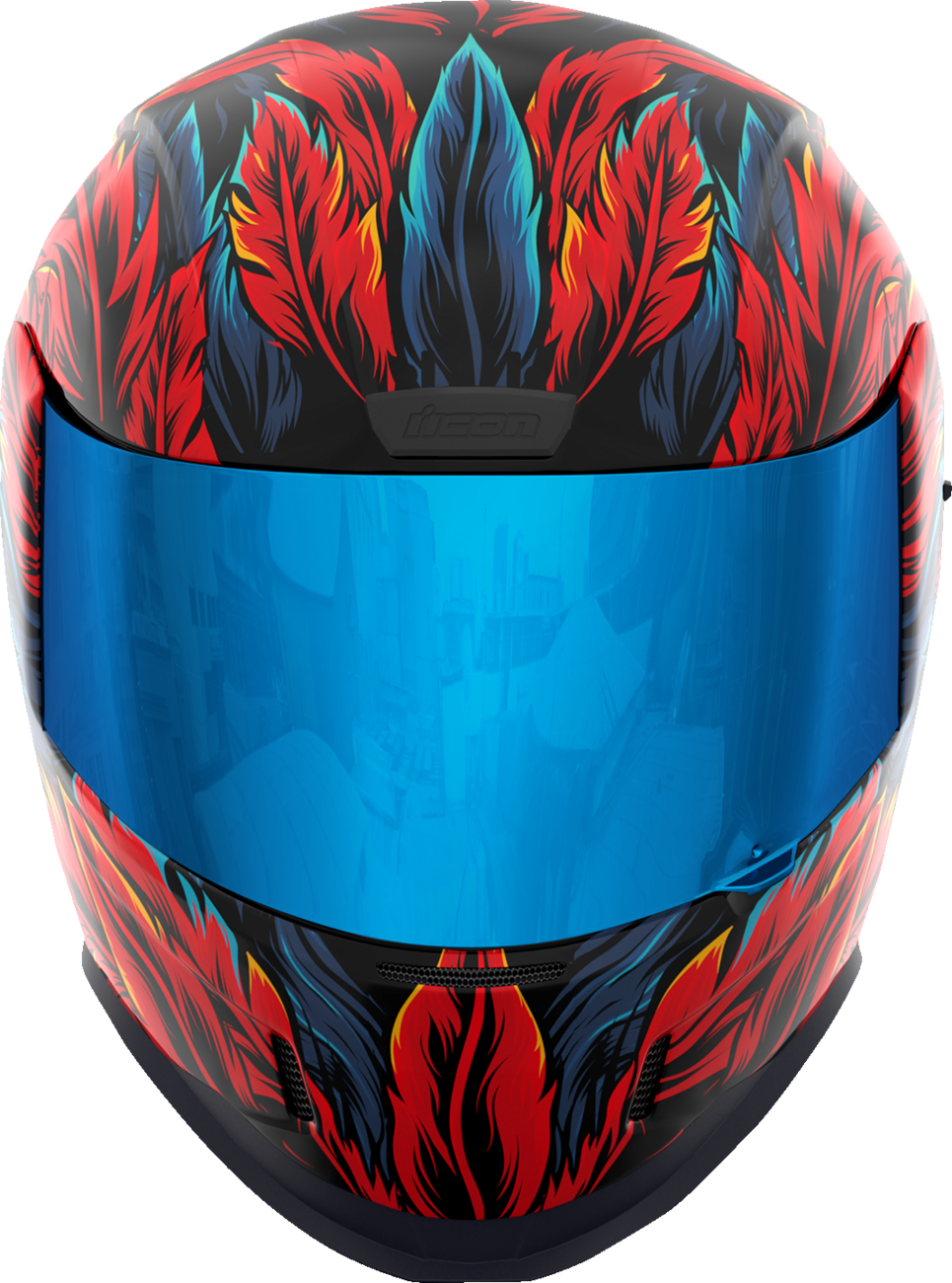 Bill's Exhausts ICON Airform™ Helmet in Fever Dream blue, 2XL size, showing sleek helmet design with ventilation and matte finish.