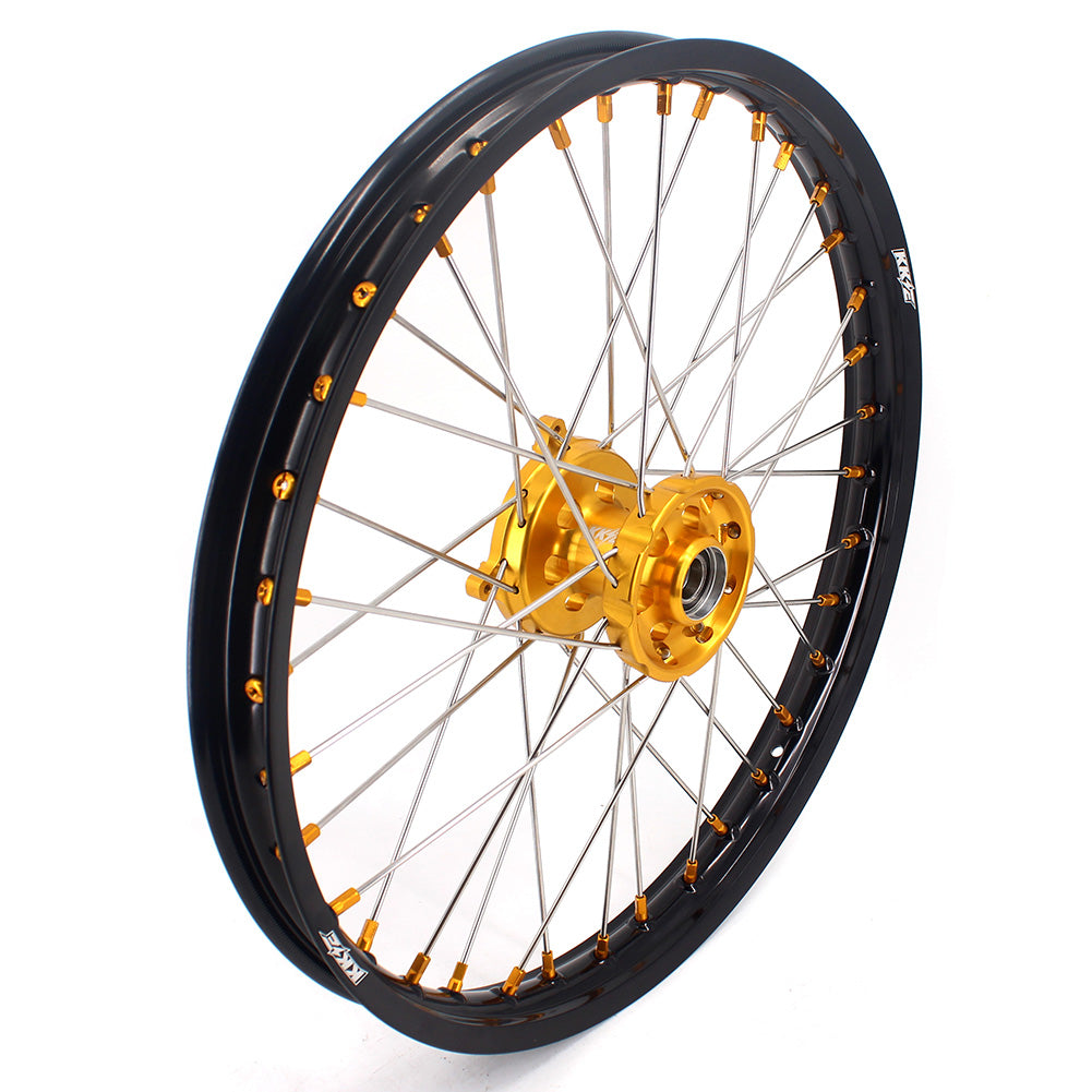KKE 21 & 19 MX Rims for Suzuki RMZ250 2007-2024 RMZ450 2005-2024 Gold Nipple - Howling Moto