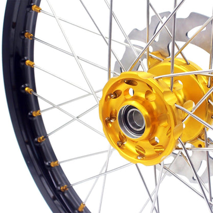 KKE 21 & 19 MX Rims for Suzuki RMZ250 2007-2024 RMZ450 2005-2024 Gold Nipple - Howling Moto
