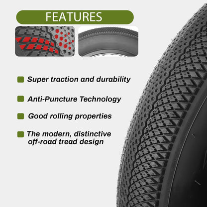 Hycline HyperPave E-bike and fat bike tire with rugged tread for off-road cycling and enhanced grip.