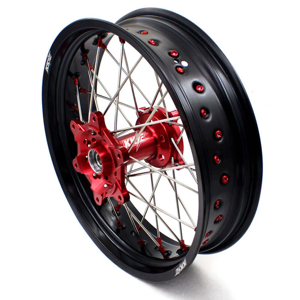 KKE 17 Inch OEM Size Supermoto Wheels for Honda XR650L 1993-2024 Red Nipple - Howling Moto