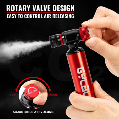 Hycline CO2 bike tire inflator with compact design, metal nozzle, and threaded connection for quick, portable bicycle tire inflation.