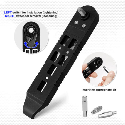 Hycline 14-in-1 bicycle tire repair kit including wrench, lever, screwdriver, corkscrew, and file blade for bike maintenance