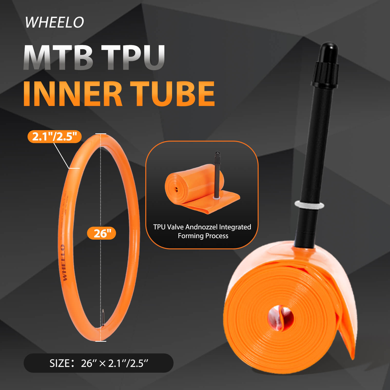 Hycline TPU MTB bike tube, 26/27.5/29 inch, 2.1-2.5 width, lightweight and durable for mountain biking.
