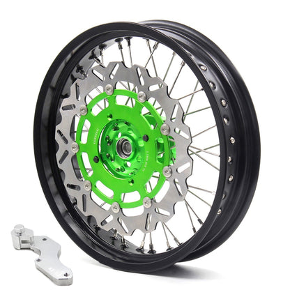 KKE 3.5/4.25*17inch For KAWASAKI KX250F KX450F 2006-2018 Supermoto Rims With Disc&Sprocket Green - Howling Moto
