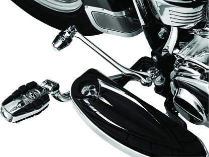 Kuryakyn Zombie shift peg for Harley-Davidson, chrome finish with detailed zombie design on motorcycle foot peg.