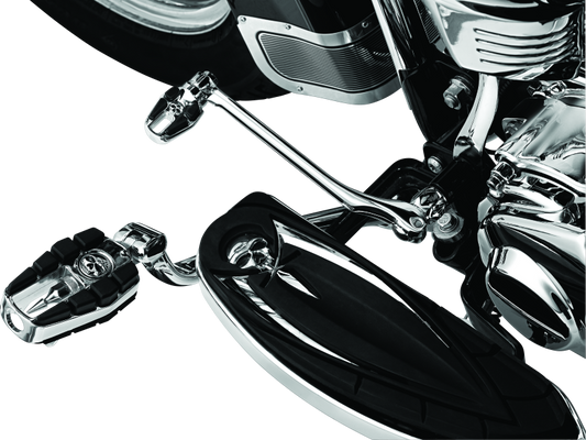 Kuryakyn Zombie shift peg for Harley-Davidson, chrome finish with detailed zombie design on motorcycle foot peg.