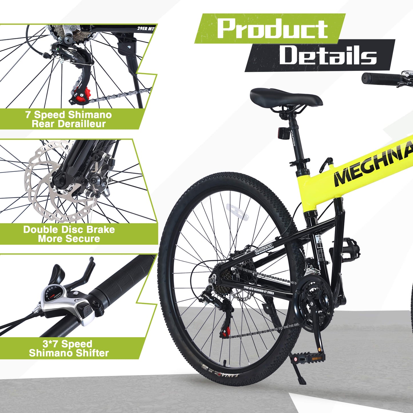 Hycline Meghna XM2 29-inch folding bicycle parked outdoors, featuring a lightweight frame and compact design for versatile urban riding.