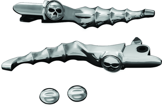 Kuryakyn Zombie Levers for Harley-Davidson Touring 2014-2016 in chrome, featuring a distinctive zombie-themed design and sleek finish.
