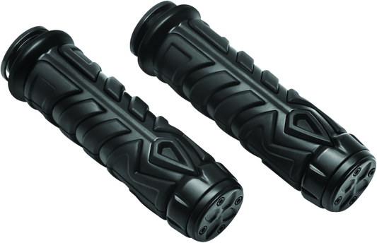 Kuryakyn Spear Chrome Handlebar Grips for Indian Motorcycles with vibration reduction and comfortable, stylish design