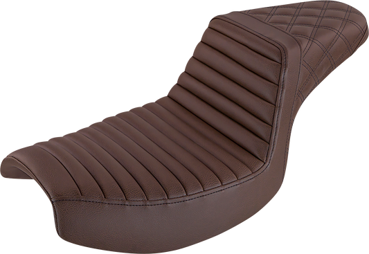 SADDLEMEN Step-Up Seat - Front Tuck-n-Roll/Rear Lattice Stitch - Brown 882-09-176BR
