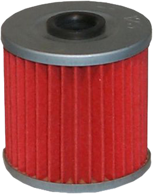 HIFLOFILTRO HF123 motorcycle engine oil filter showing the cylindrical metal filter element with branding