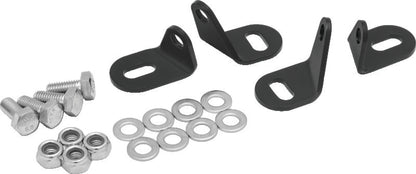 Kuryakyn Takrak driving light mounts attached to Polaris Ranger front bumper, durable metal construction for off-road vehicle lighting.
