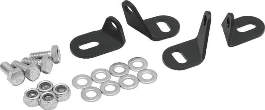 Kuryakyn Takrak driving light mounts attached to Polaris Ranger front bumper, durable metal construction for off-road vehicle lighting.