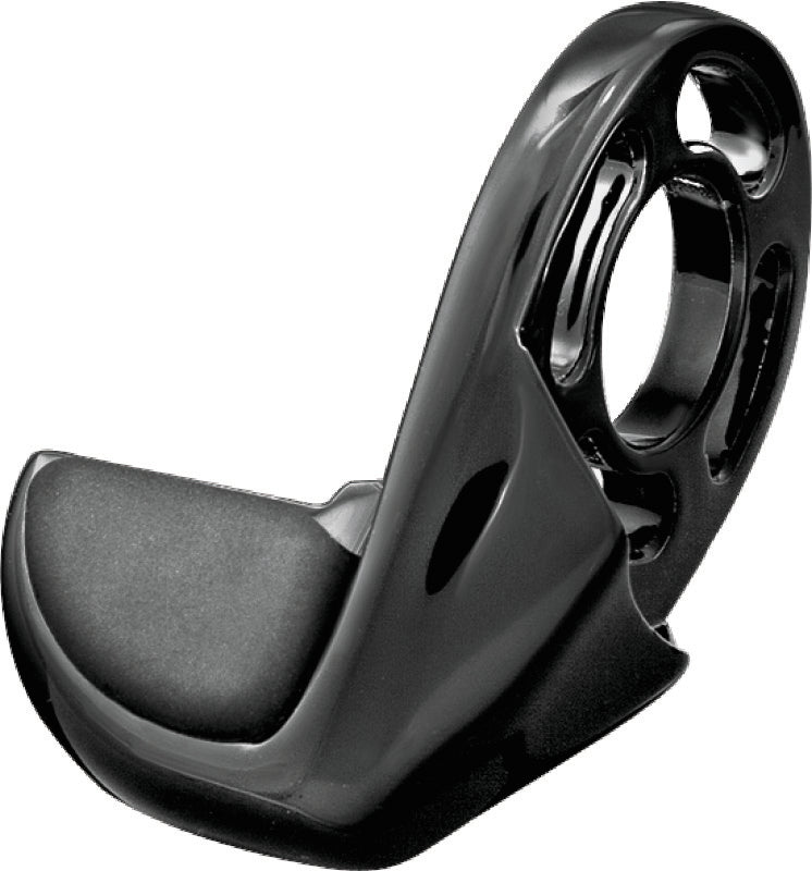 Kuryakyn ISO Throttle Boss Black adjustable hand comfort enhancer mounted on motorcycle handlebar.