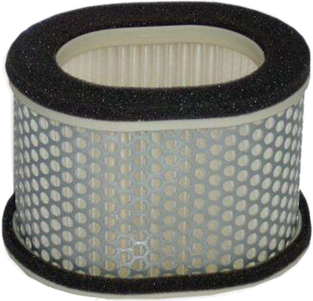 HIFLOFILTRO HFA4604 air filter for high-performance engines, showing a close-up of the cylindrical filter element with brand logo.