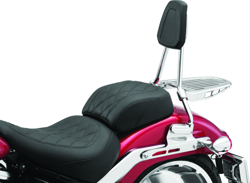 Chrome Kuryakyn luggage rack sissy bar for Harley-Davidson sissy bars, part #6580, with sleek metal design and mounting hardware.